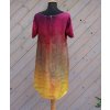 Lněné,  barvené a malované šaty kvetoucí  - 46