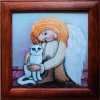 Andělka s kočičkou 38 x 38 cm
