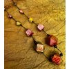 Originální zajímavý malovaný dřevěný náhrdelník zářivý podzim