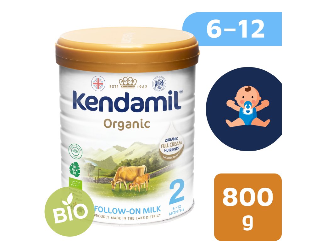 Kendamil BIO/organické plnotučné pokračovací mléko 2 (800 g) DHA+
