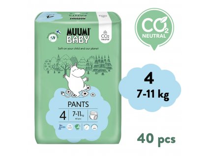 Muumi Baby Pants 4 Maxi 7-11 kg (40 ks), kalhotkové eko pleny