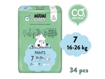 Muumi Baby Pants 7 XL 16-26 kg (34 ks), kalhotkové eko pleny