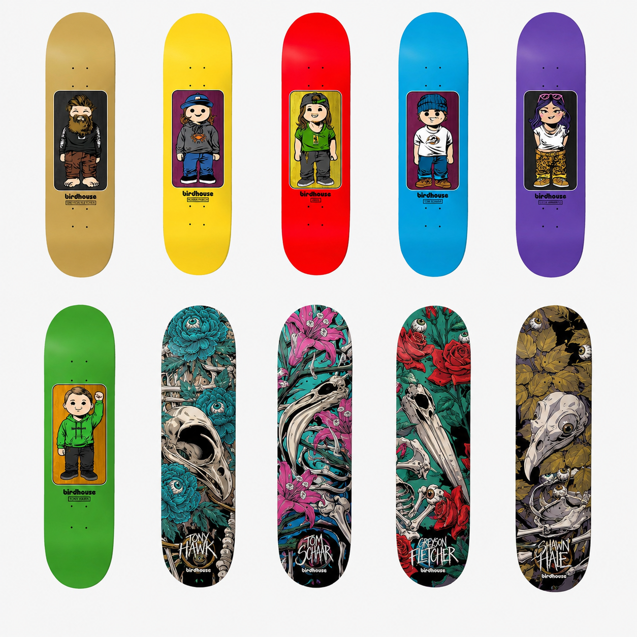 Nové SK8 desky Birdhouse