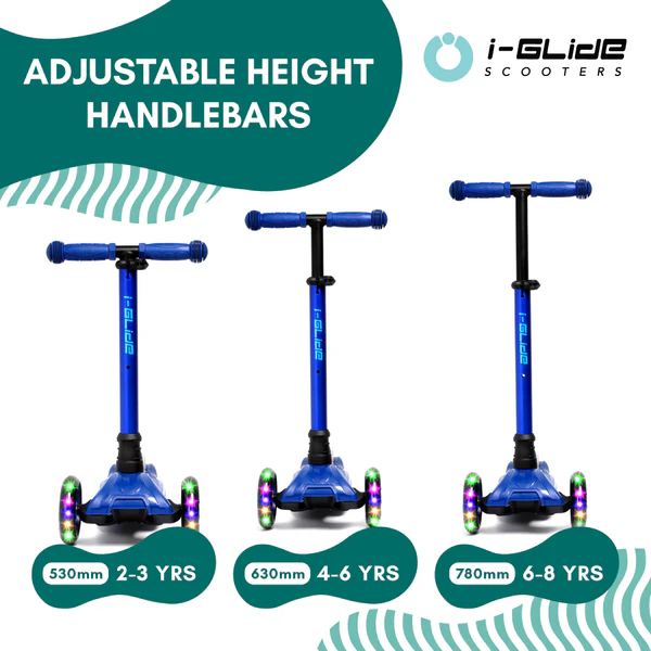 i-Glide - 3 Wheel Kids Scooter LED - Blue/Blue - Dětská koloběžka