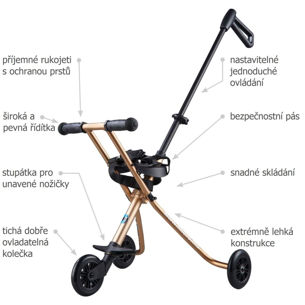 Micro Trike Deluxe Gold Dětské vozítko Honzovy longboardy