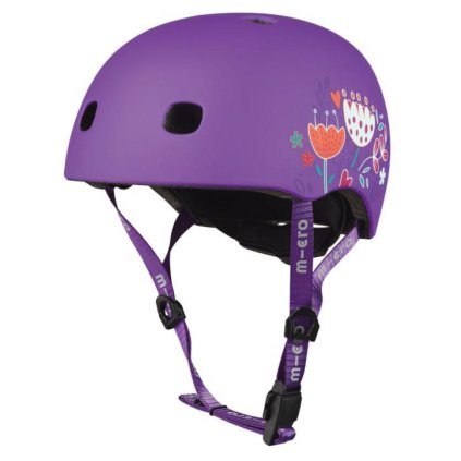 Micro - LED Floral purple - M (52-56cm) - Dětská helma