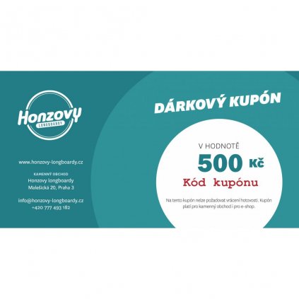 Dárkový poukaz Honzovy longboardy - 500 Kč