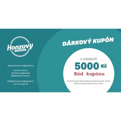 Dárkový poukaz Honzovy longboardy - 5000 Kč