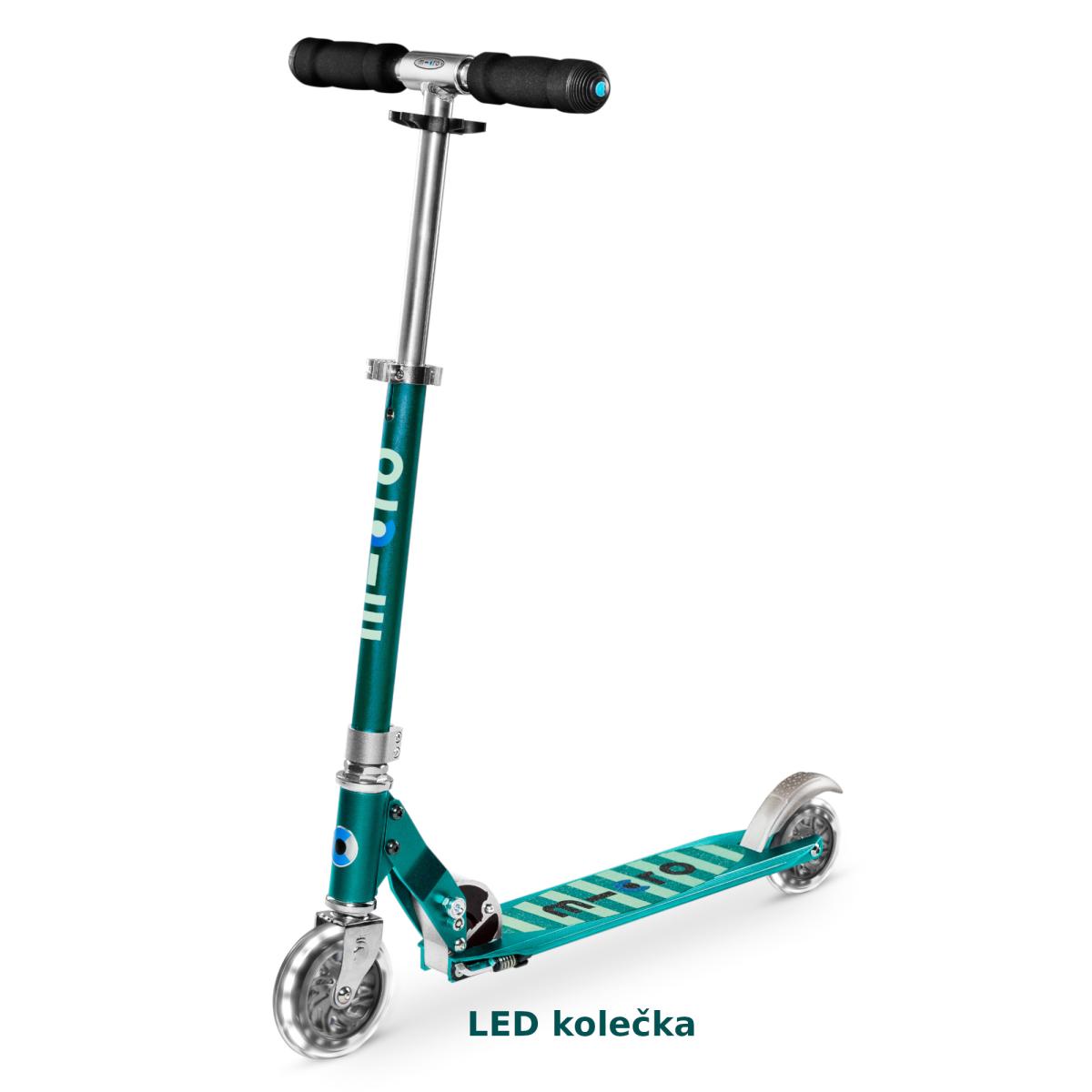 Levně Micro - Sprite LED Petrol Stripe - Dětská skládací koloběžka
