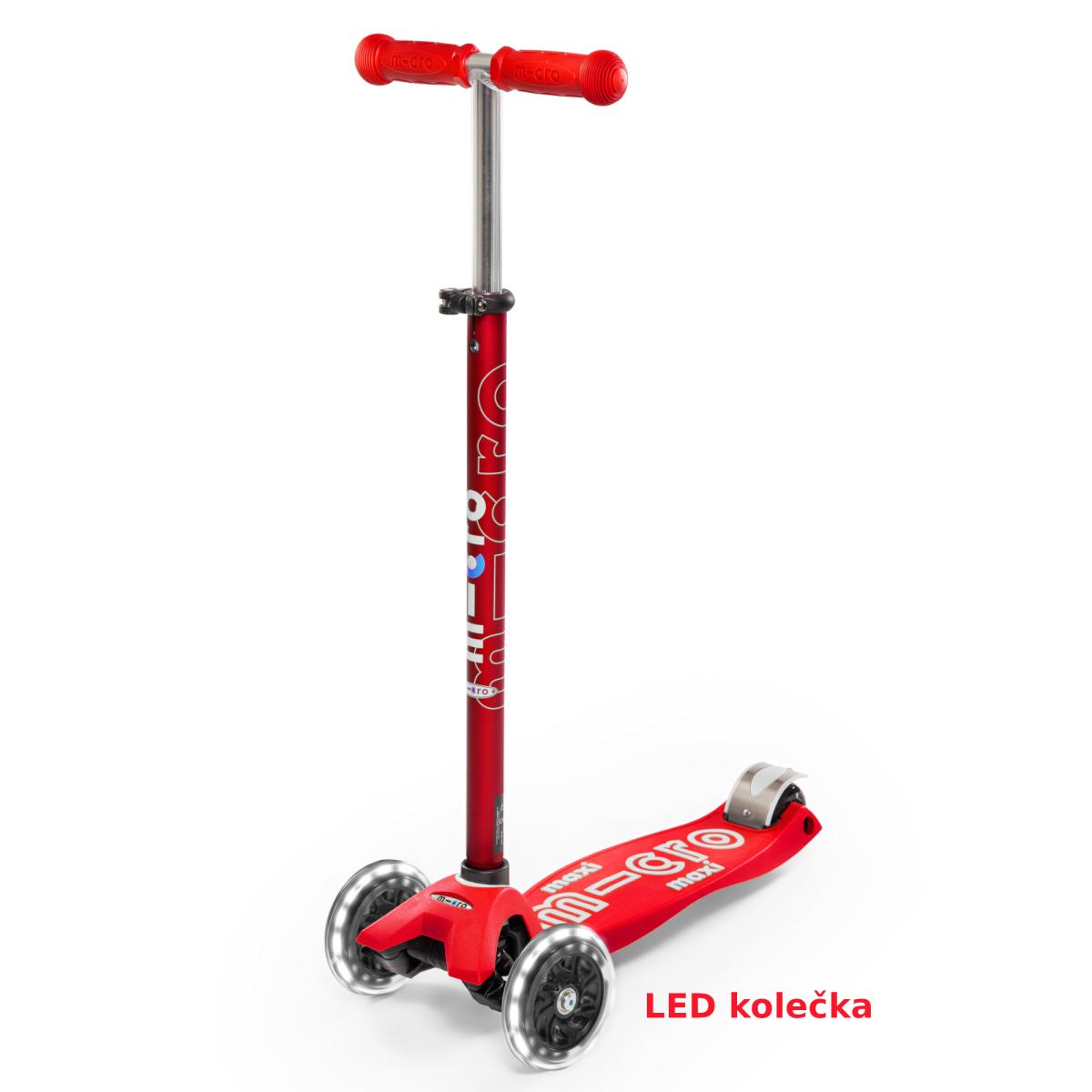 Levně Micro - Maxi Deluxe LED Red - Dětská koloběžka
