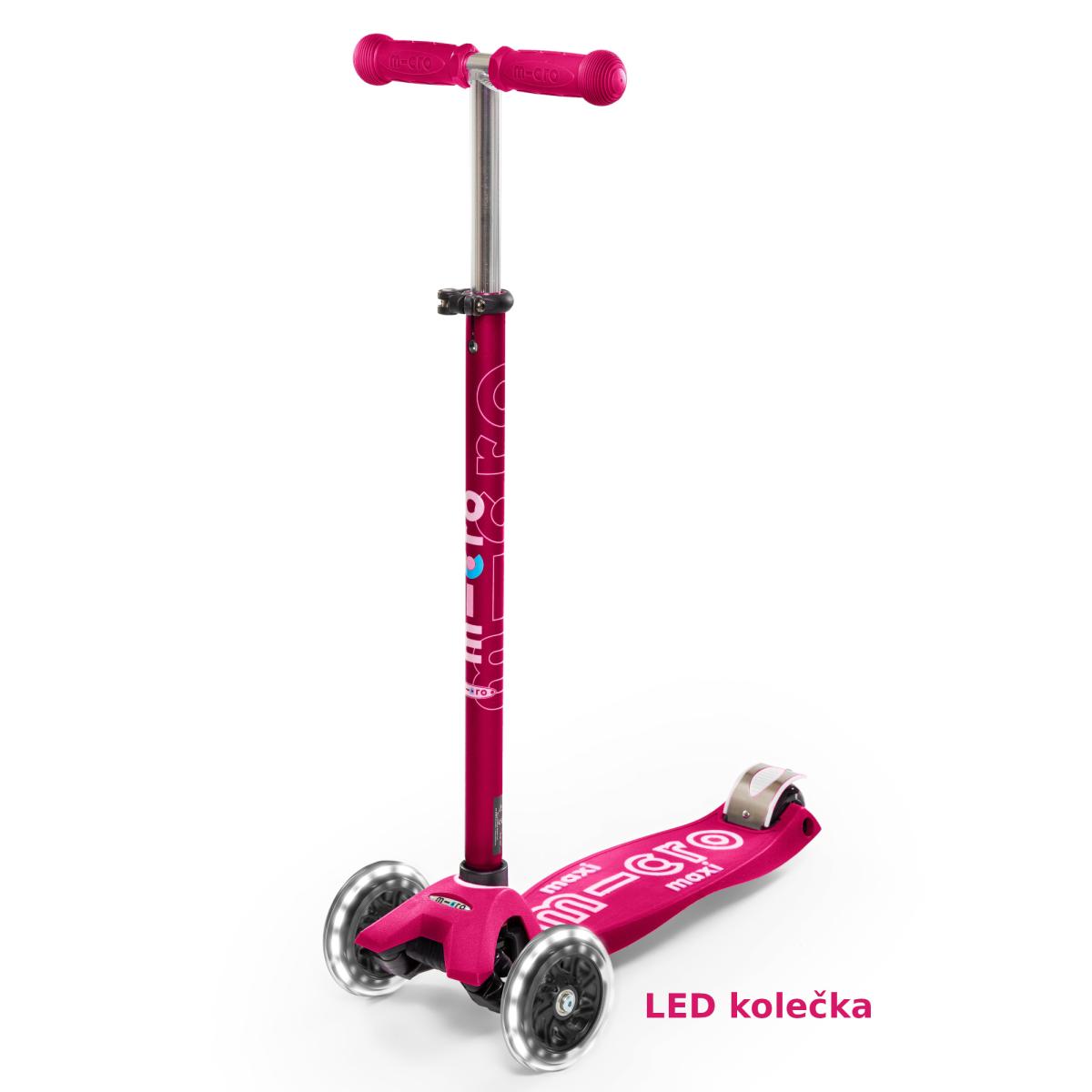 Levně Micro - Maxi Deluxe LED Pink - Dětská koloběžka