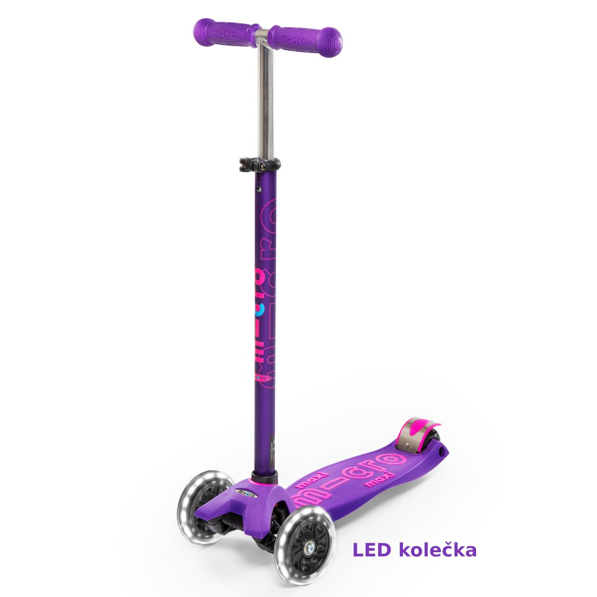 Levně Micro - Maxi Deluxe LED Purple - Dětská koloběžka