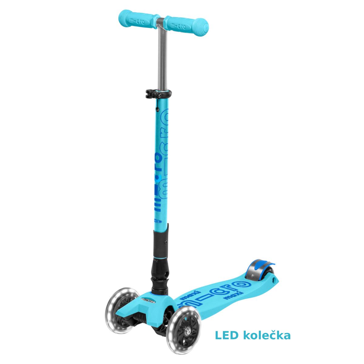 Levně Micro - Maxi Deluxe LED Bright Blue - Dětská skládací koloběžka