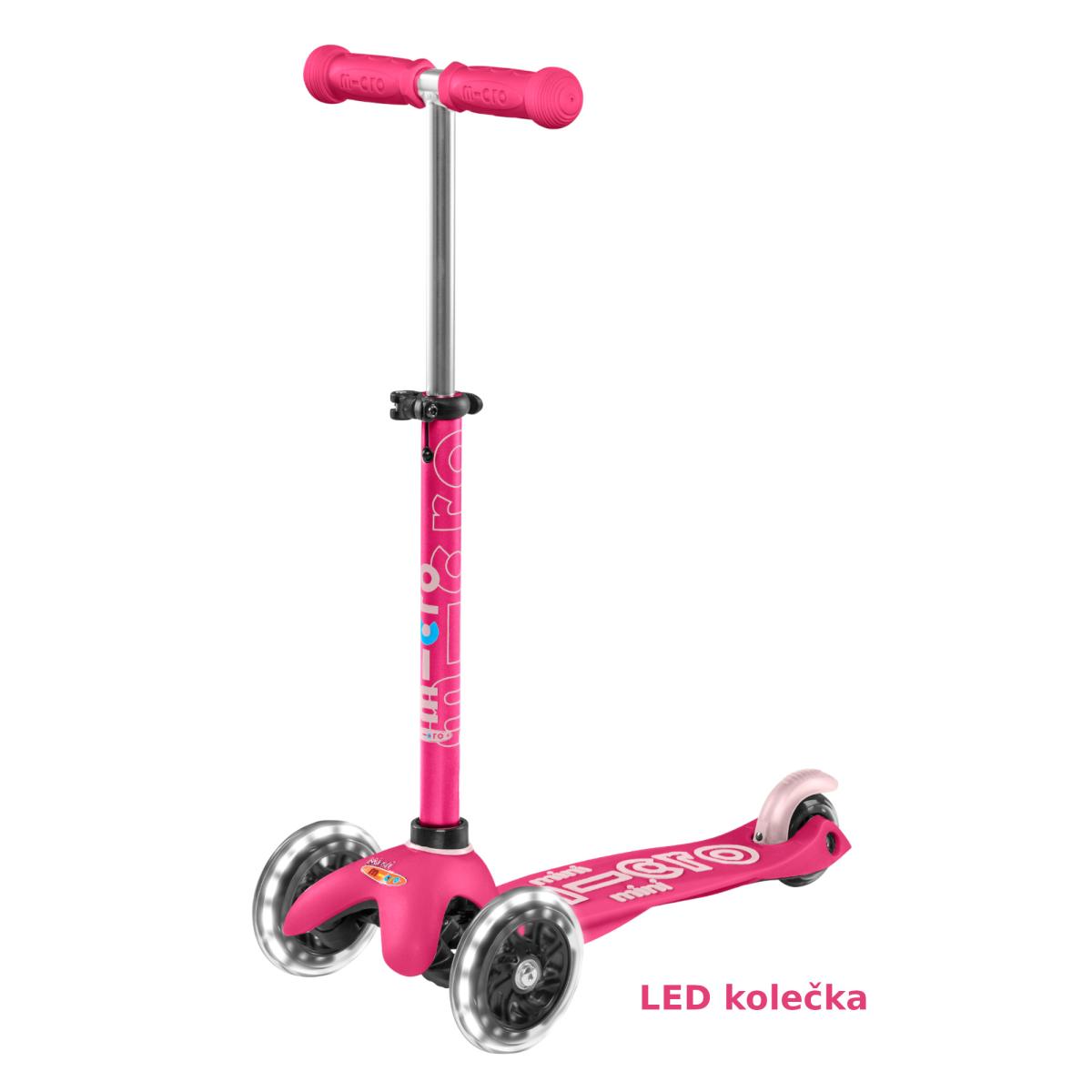 Levně Micro - Mini Deluxe LED Pink - Dětská koloběžka