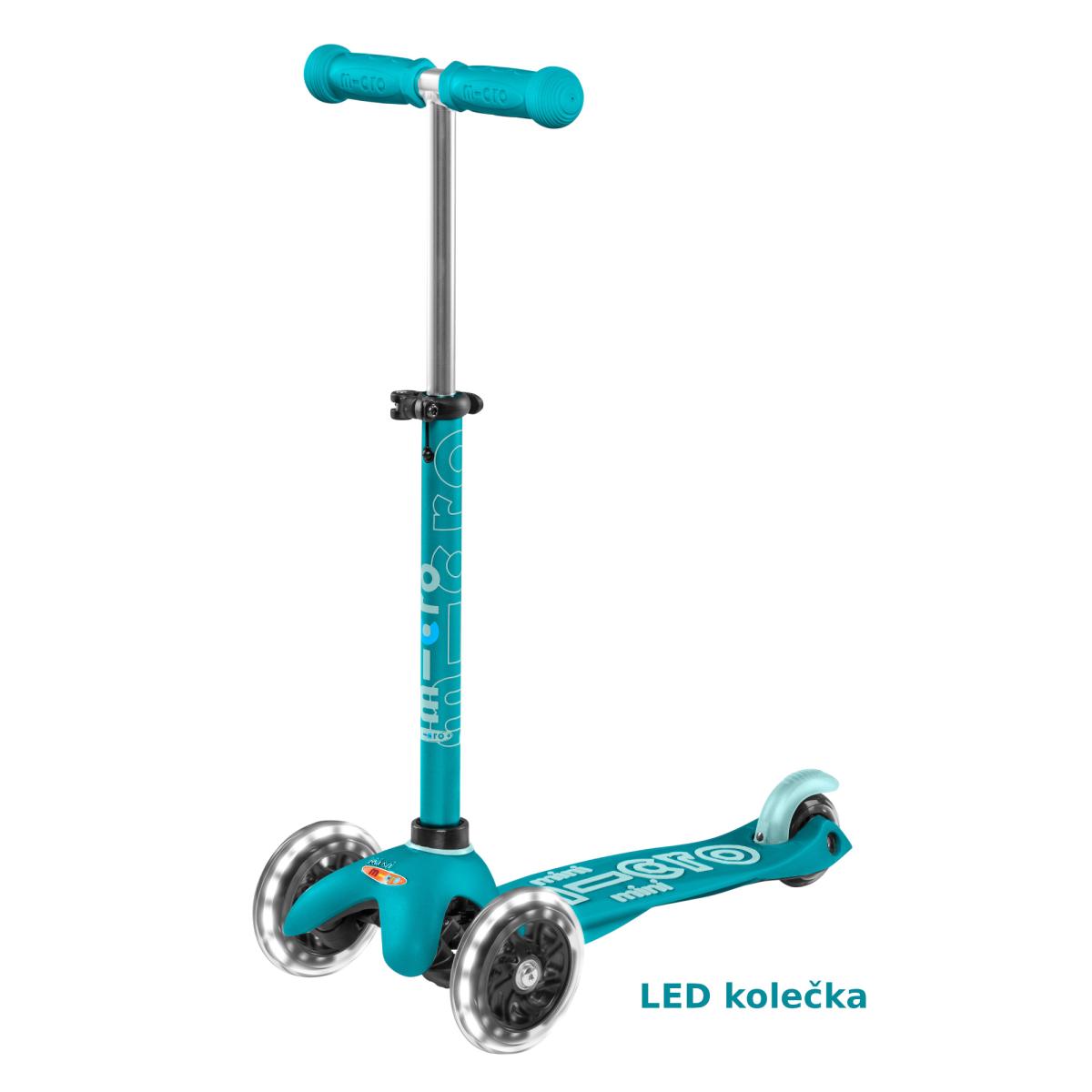 Levně Micro - Mini Deluxe LED Aqua - Dětská koloběžka