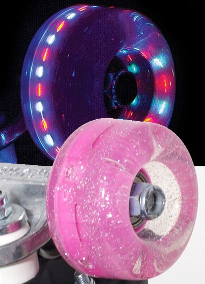 Levně Rio - Roller Light Up 58mm - Pink Glitter (sada 4 koleček)