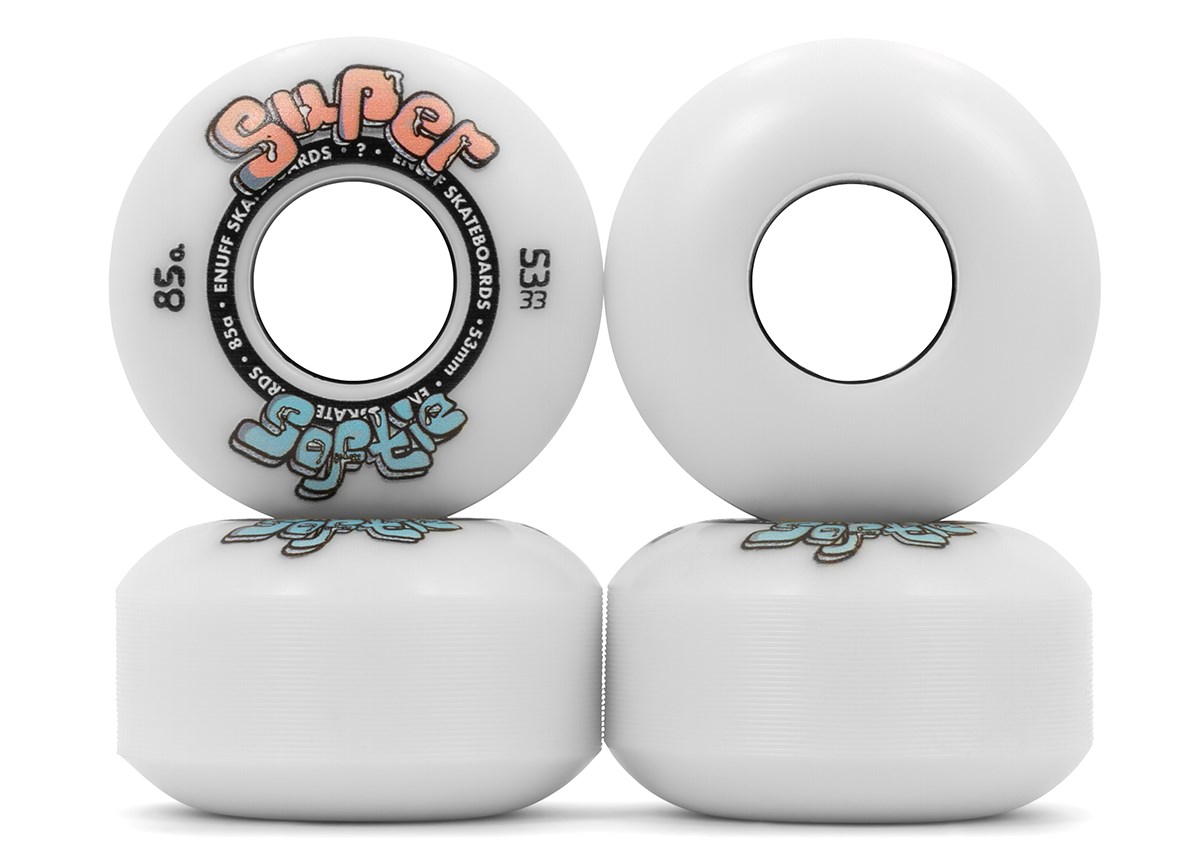 Enuff - Super Softie 53/55/58 mm - 85a - White - kolečka (sada 4ks) Průměr koleček: 55 mm
