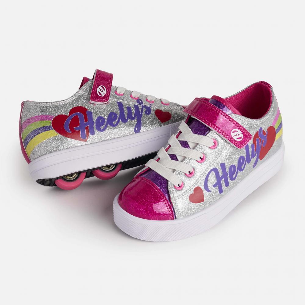 Levně Heelys - Snazzy X2 - Silver/Rainbow/Heart - koloboty