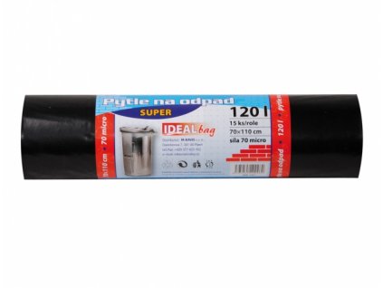 232437 1 pytel na odpad super pevny cerny 70x110cm 120l 70 mic 15ks