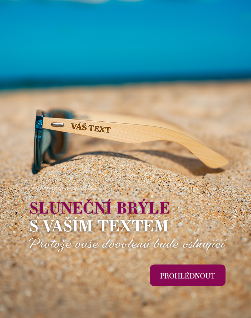 Sluneční brýle s vaším textem.