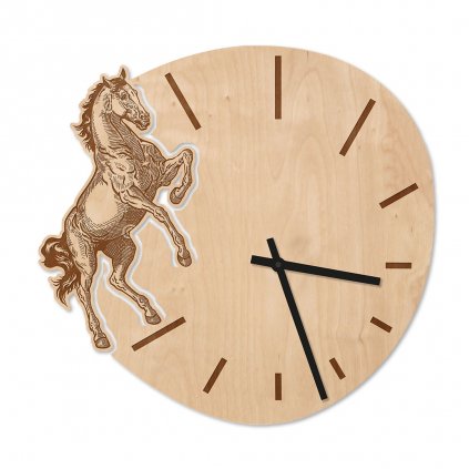 Dřevěné hodiny s koněm
