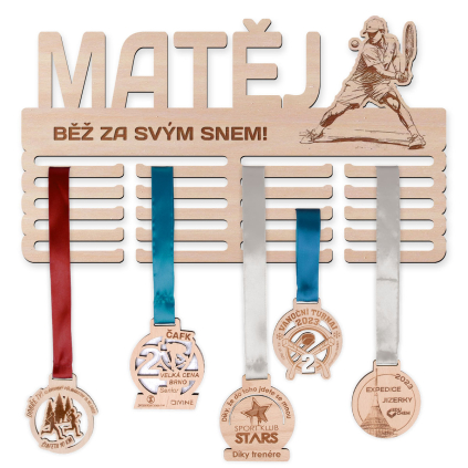 Věšák na medaile tenis s vlastním jménem