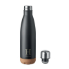Kovová termolahev s korkovým dnem s motivem na míru, černá