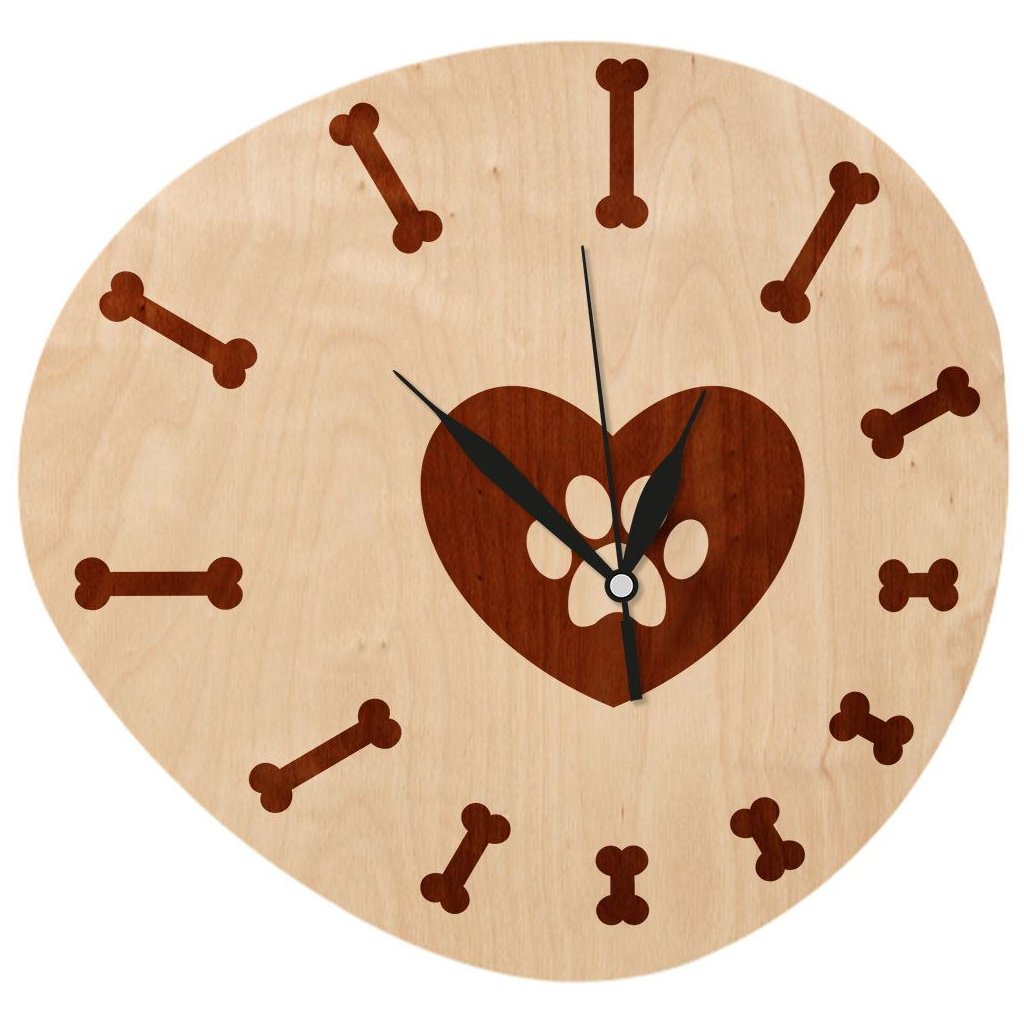 Dřevěné nástěnné hodiny - Tlapka