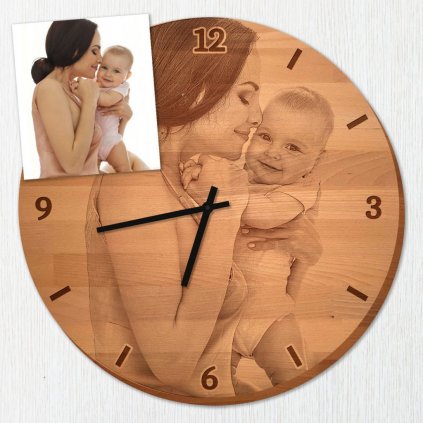 Masívne drevené hodiny s vašou fotografiou (50 cm)