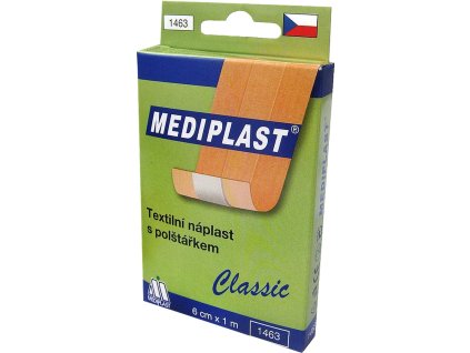 Náplast textilní Mediplast / 1 m x 6 cm / hnědá