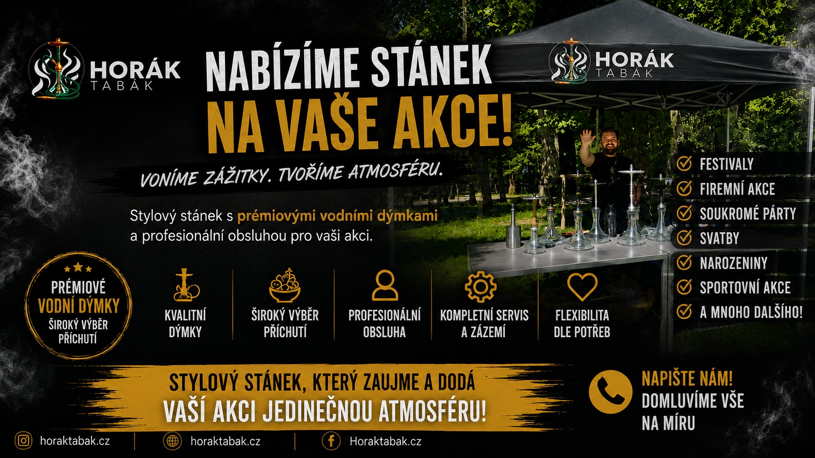 Vodní dýmky na akce, festivaly a svatby