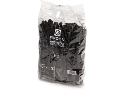 Máčené rukavice ARDON®BUCK BLACK - maloobchodní balení 12 párů - černá (Velikost 09, Barva černá)