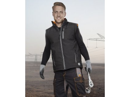 Zimní softshellová vesta ARDON®VISION černo-oranžová – DOPRODEJ (Velikost S, Barva černá)