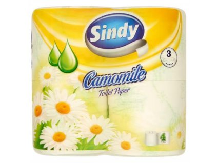 Toaletný papier, 3-vrstvový, 4 kotúče/bal, "Sindy", kamilka