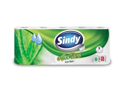 Toaletný papier, 3 vrstvový, 8+2 kotúčov, "Sindy", aloe vera