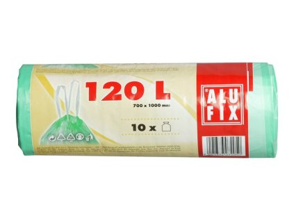 Vrecia na odpadky, zaťahovacie, 120 ,l 10ks, ALUFIX, zelené