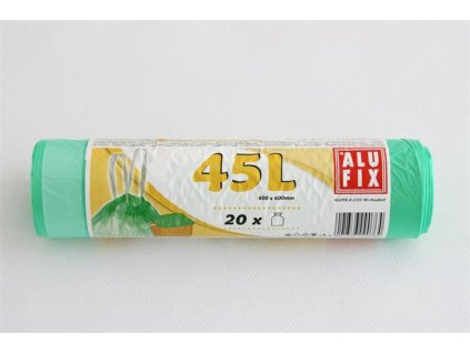 Vrecia na odpadky, zaťahovacie, 45 l, 20 ks, ALUFIX, "Prémium", zelené