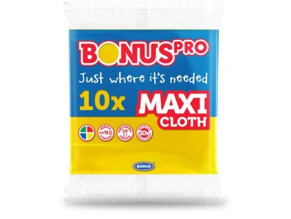 Čistiaca utierka, univerzálna, 10 ks, BONUS "Professional Maxi", žltá