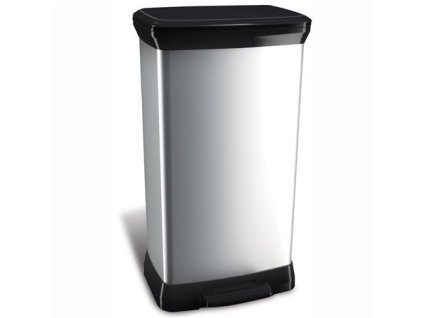 Smetný kôš, s pedálom, kovový efekt, 50 l, CURVER