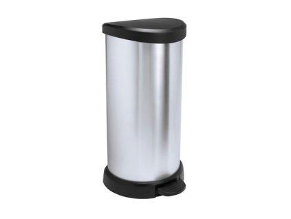 Smetný kôš, s pedálom, kovový efekt, 40 l, CURVER