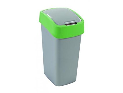 Smetný kôš s odchylovacím vrchnákom, na triedenie odpadu, plastový, 50 l, CURVER, zelený/sivý