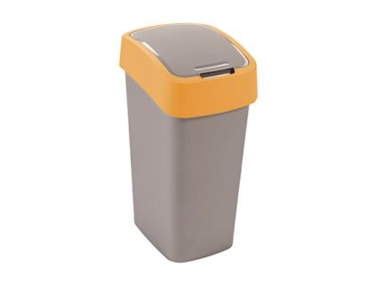 Smetný kôš s odchylovacím vrchnákom, na triedenie odpadu, plastový, 50 l, CURVER, žltý/sivý