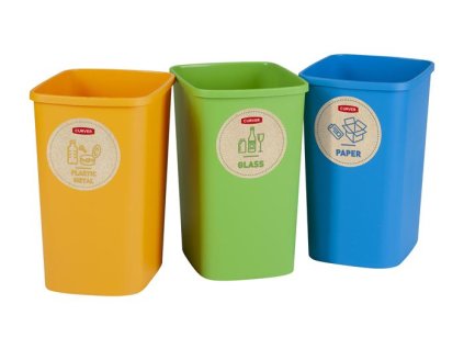 Odpadkový kôš na triedený odpad, plastový, 3x9 liter, CURVER "ECO Friendly"