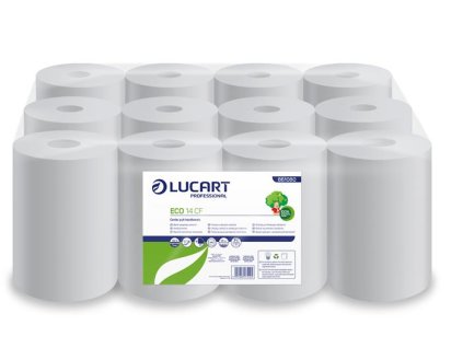 Papierové utierky, kotúčové, 2 vrstvové, LUCART "Eco", biele