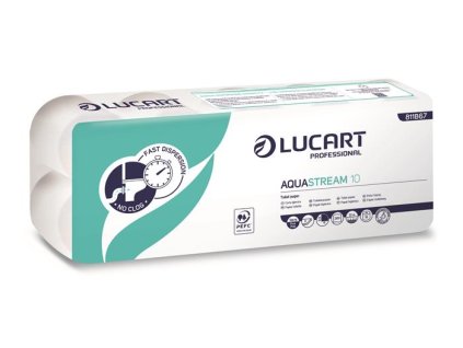 Toaletný papier, 2 vrstvový, malý kotúč, 22 m, LUCART "Aquastream 10"
