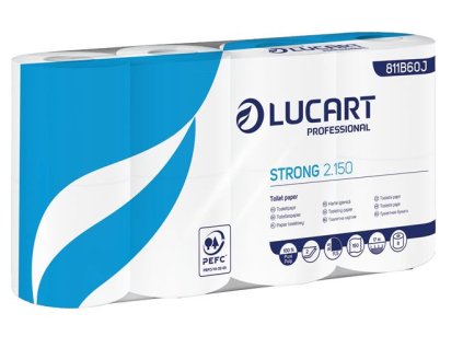 Toaletný papier, 2-vrstvový, pre malé rolky, 8 roliek, LUCART "Strong 2.150", biela
