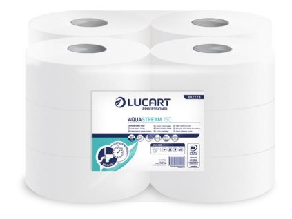 Toaletný papier, 2 vrstvový, maxi, 150 m, 19 cm priemer, LUCART "Aquastream 150", biela