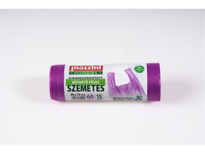 Vrecia na odpadky, recyklované, s uškom, 60 l, 15 ks, 59x72 cm, MAZZINI