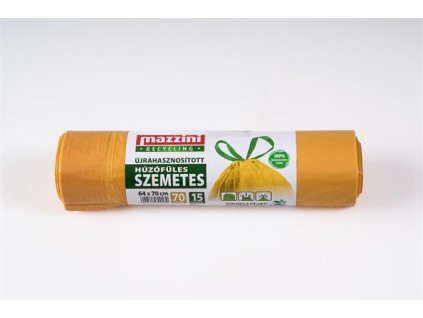 Vrecia na odpadky, recyklované, zaťahovacie, 70 l, 15 ks, 64x70 cm, MAZZINI