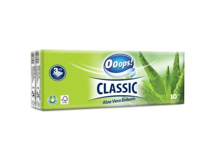 Papierové vreckovky, 3 vrstvové, 10x10ks, "Ooops! Classic", aloe vera